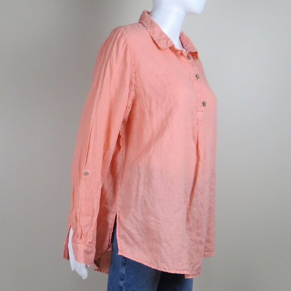Sigrid Olsen 100% Linen Tunic Top SIZE Large Peachy Orange - Picture 5 of 10